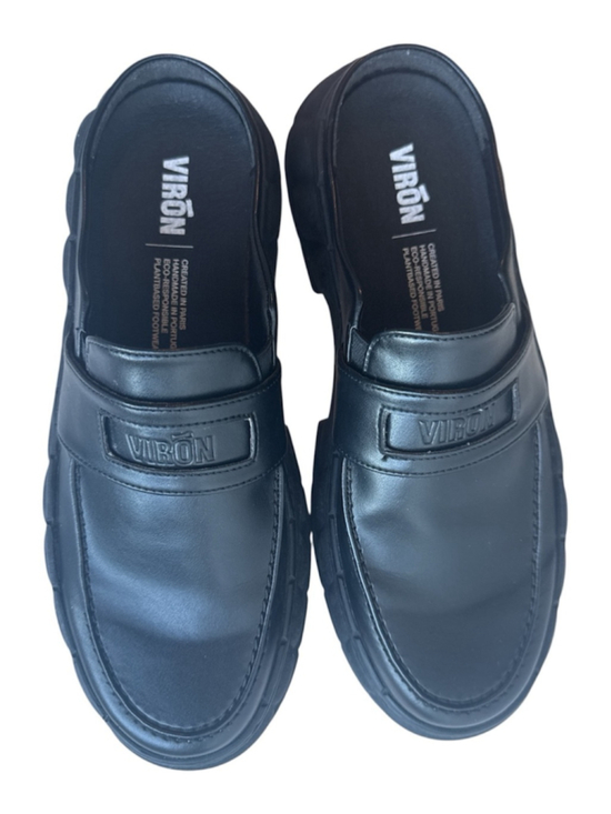 Virón Backless Chunky-Sole Loafer Black Apple Leather Vegan Sustainable EU 42